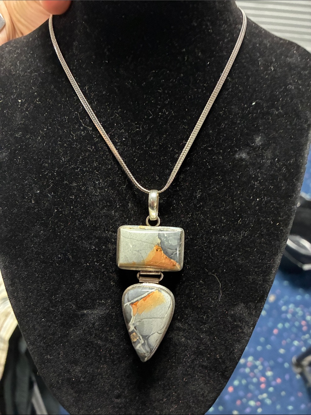Maligano Jasper in Sterling Silver Pendant 24” Necklace